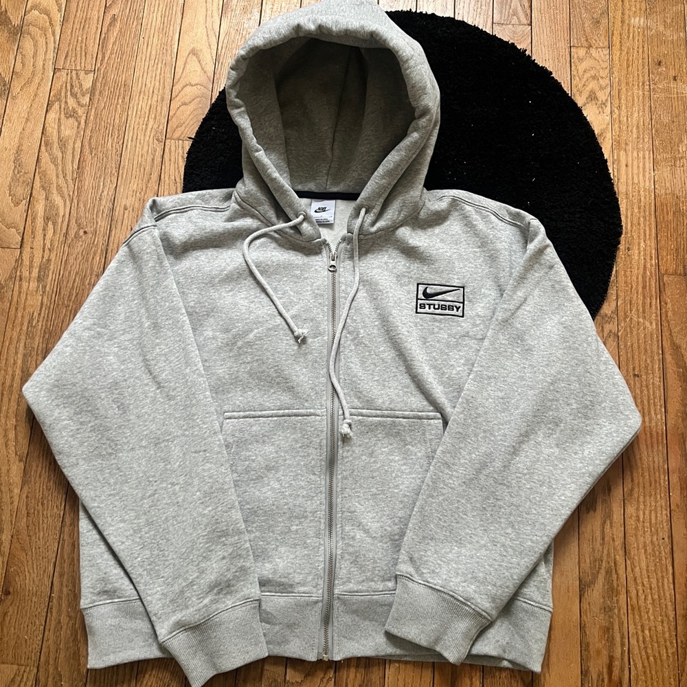 Nike x Stussy grey zip up hoodie